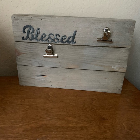 Wooden Rustic “Blessed” Picture Holder - Picture 1 of 7